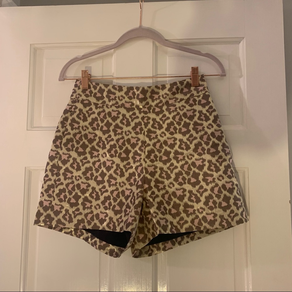 JCrew Trouser Short in Metallic Leopard Jacquard